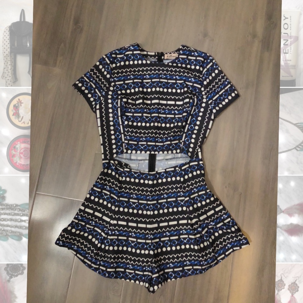 Blue geometric romper | Kittenish